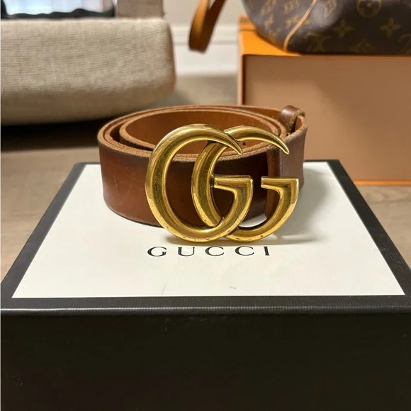 Elegant Tan Belt with Gold Accents Gaby Belt - Tan Italian Suede Leather Belt With Gold Buckle  main image 4